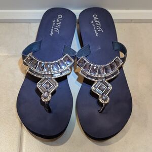 NWOT 💙🩴 OLIVIA MILLER 🩴💙 Navy Blue Flip Flops
